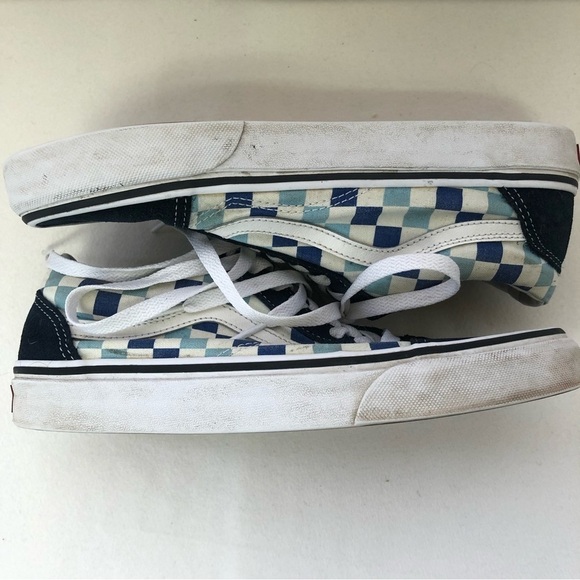 VANS Old Skool Blue Checkered Sneakers Unisex Mens 7, Womens 8.5 - Picture 7 of 13